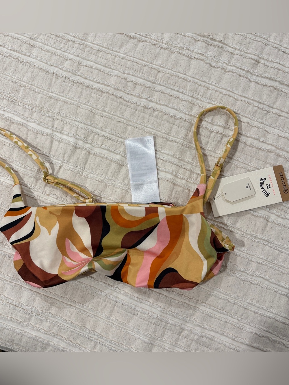 NWT Billbong Reversible Bikini Top - Abstract Swirl Print